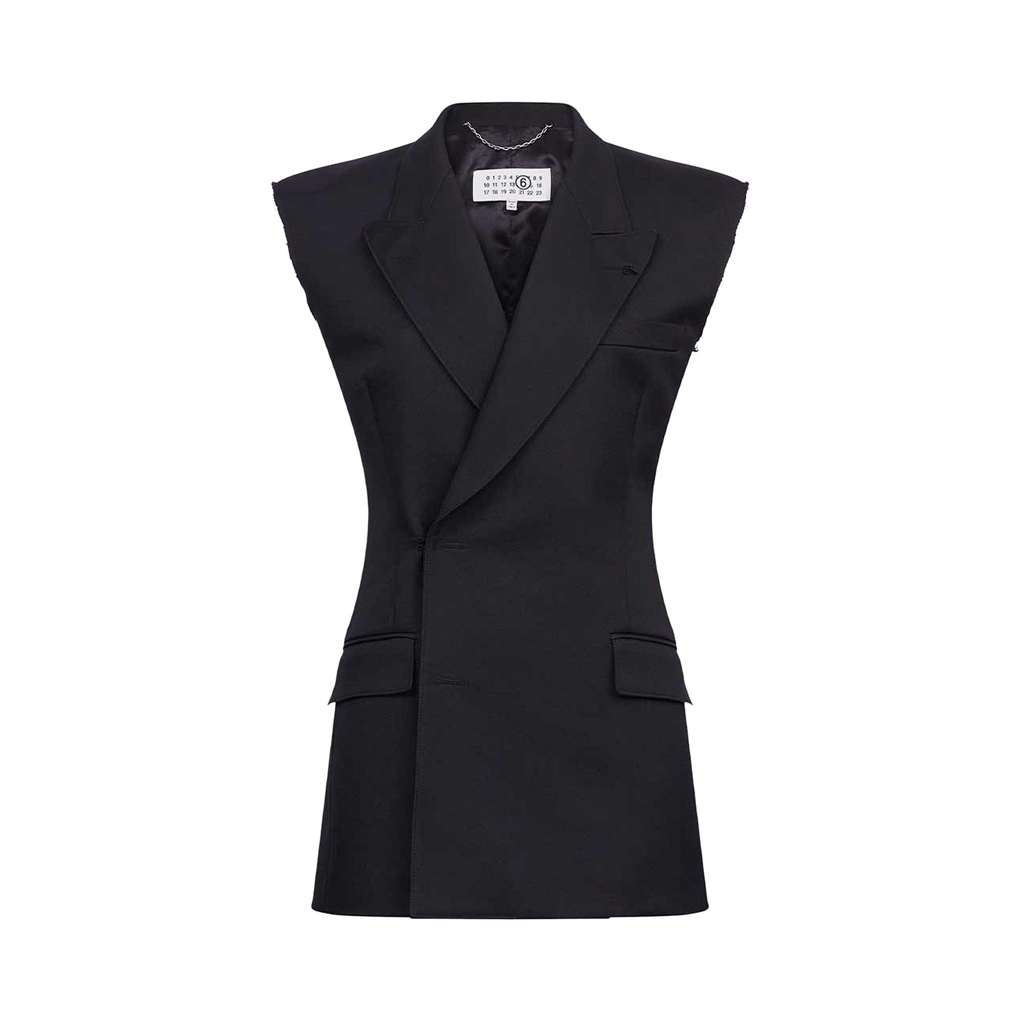 MM6 Maison Margiela Raw Cut Edge Waistcoat 'Black' - 1