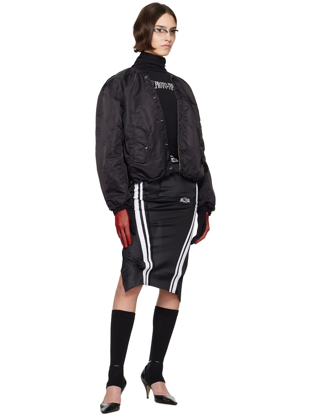 Black Nylon Reversible Bomber Jacket - 5