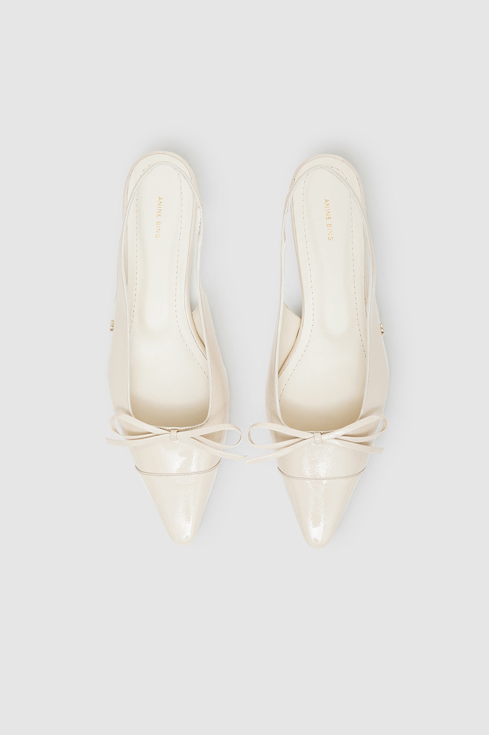 Zoey Slingback Heels - Bone Crinkled Patent - 2
