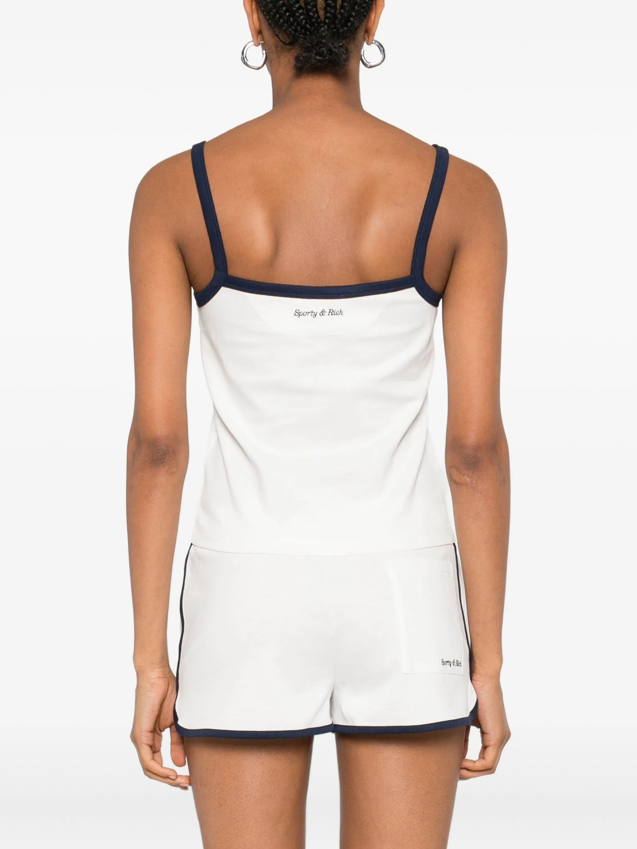 Sporty & Rich Navy-trimmed Cotton Top - 4