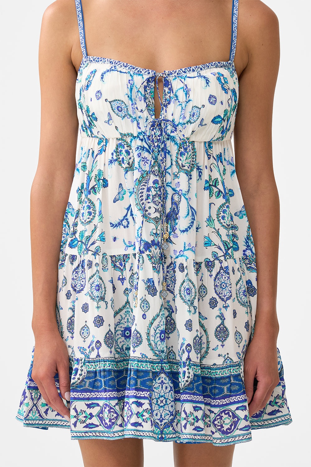 GATHERED BUST TIERED MINI DRESS - 6