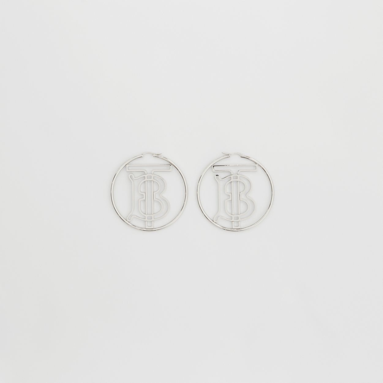 Palladium-plated Monogram Motif Hoop Earrings - 1