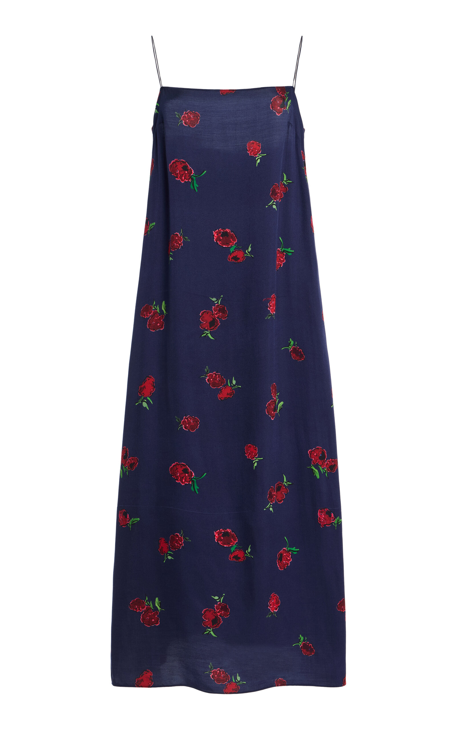 Sicily Printed Silk Midi Dress navy - 1