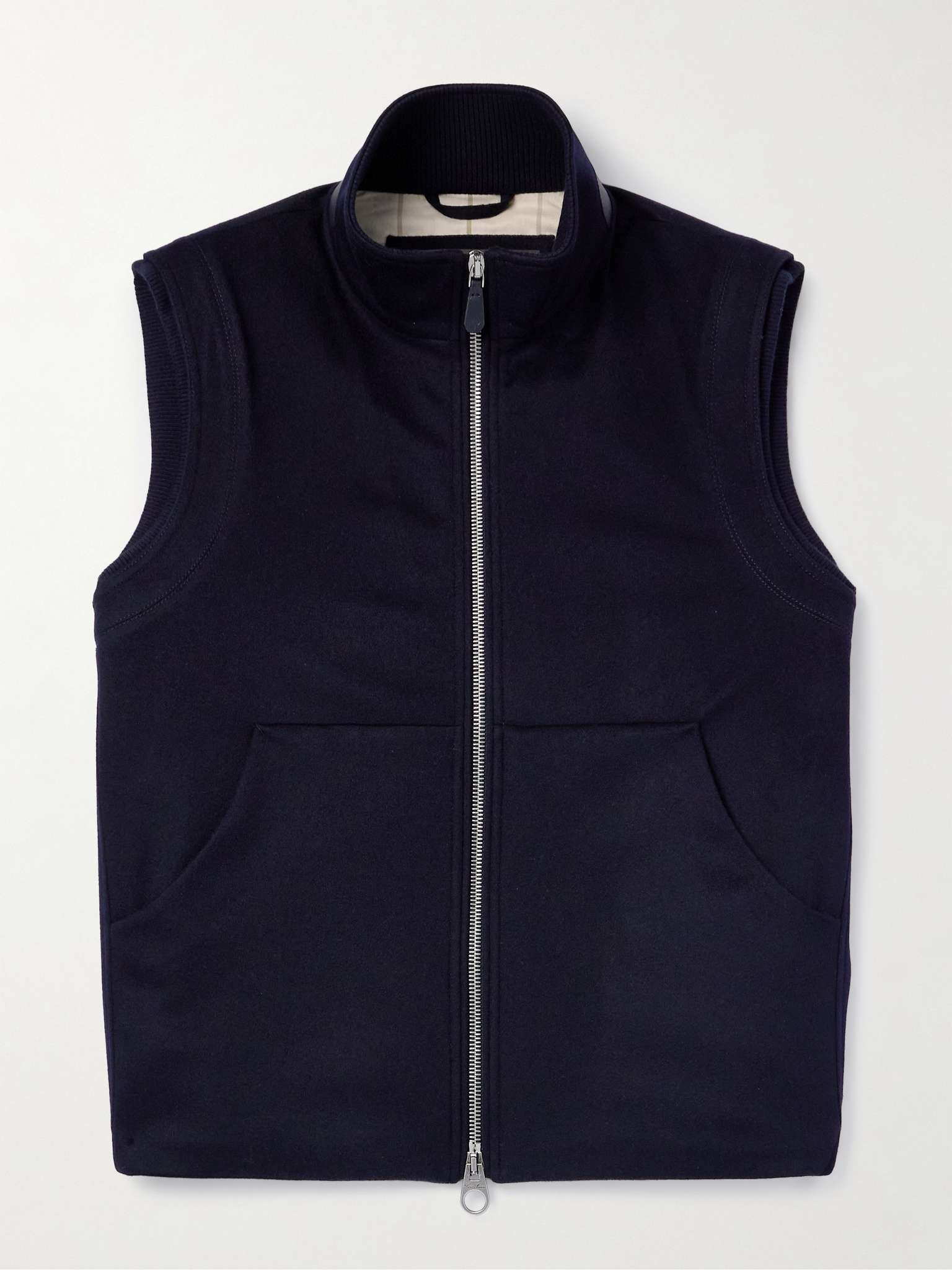 Ume Leather-Trimmed Cashmere Zip-Up Gilet - 1