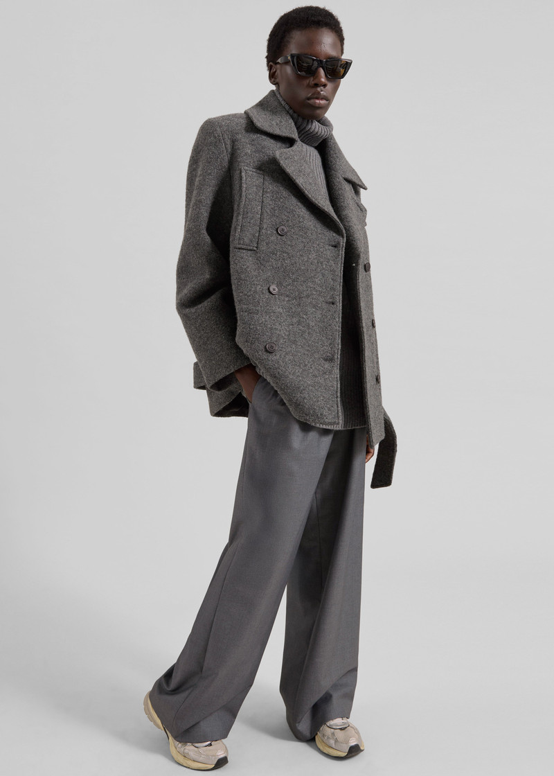 Scothern Brushed Wool Peacoat - Grey Melange 10