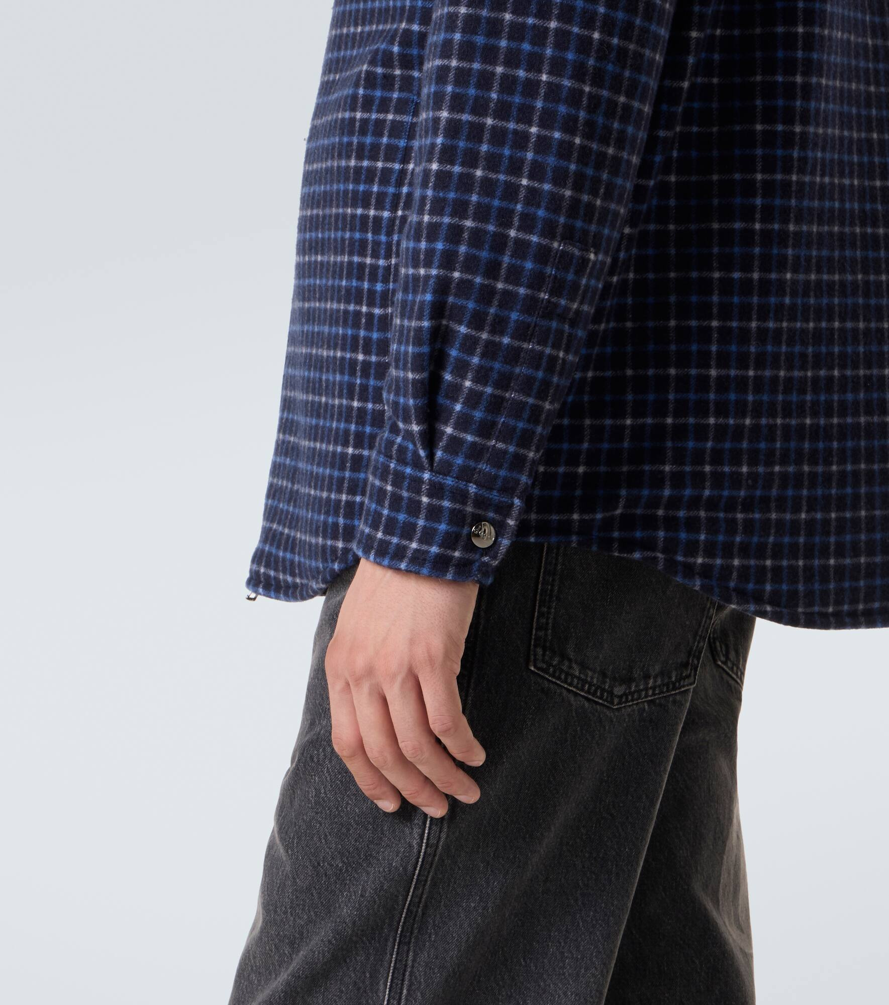 Double G checked wool-blend overshirt - 5