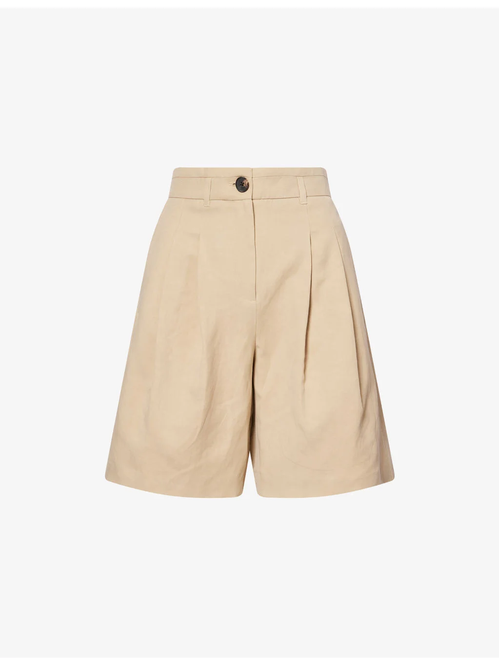 City Pleated Linen Blend Shorts - 1