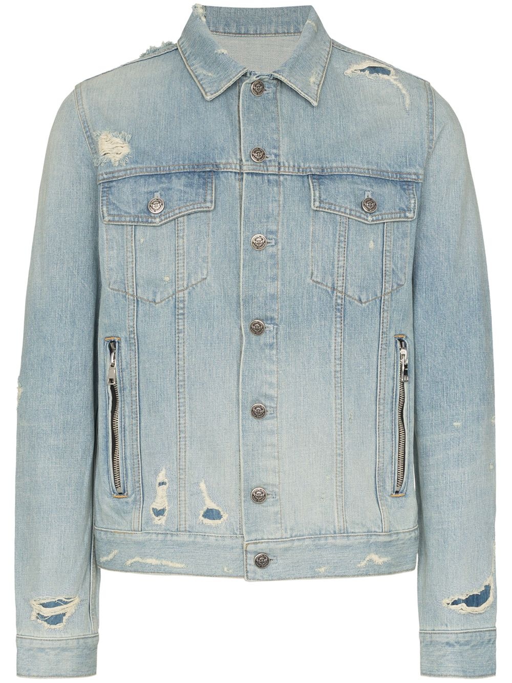 logo embossed denim jacket - 1