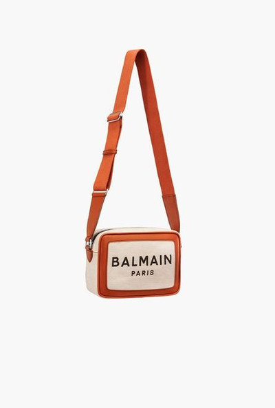 Balmain Ecru canvas B-Army 22 bag with brown leather panels outlook