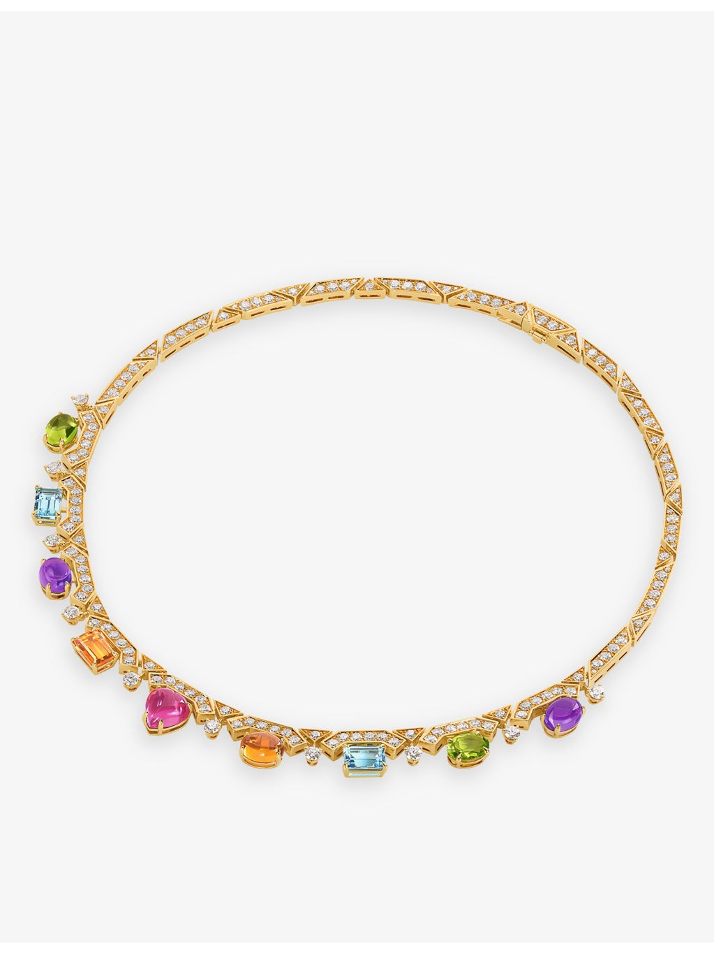 Allegra 18ct yellow-gold, 6.66ct brilliant-cut diamond and mixed-gemstone necklace - 3