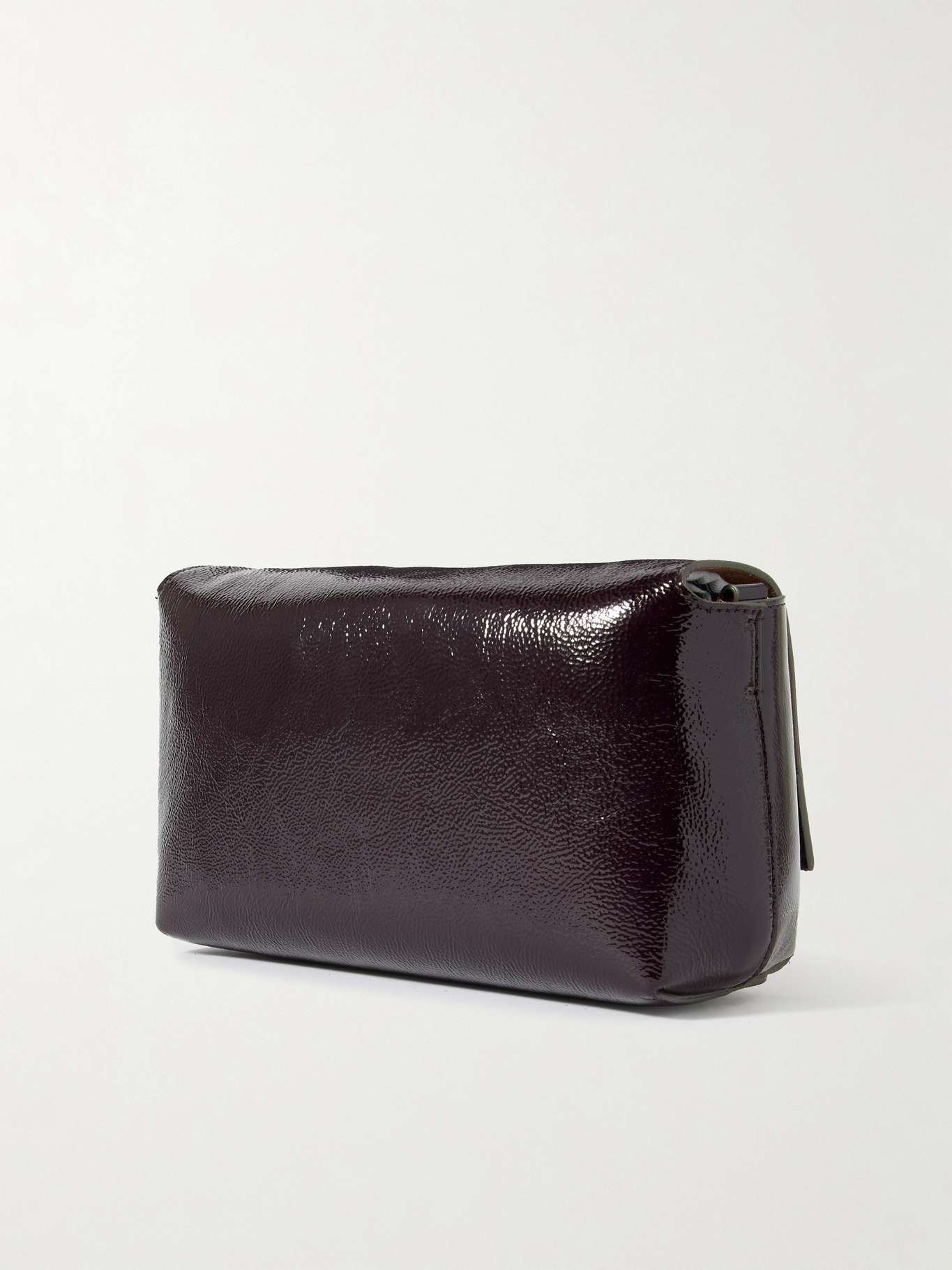 Mortimer textured patent-leather shoulder bag Burgundy - 3