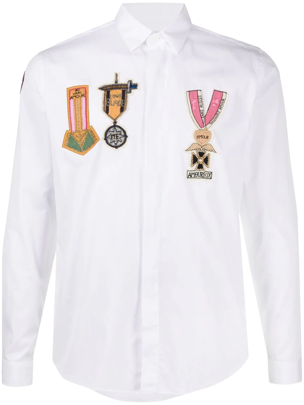 beaded military badge shirt - 1