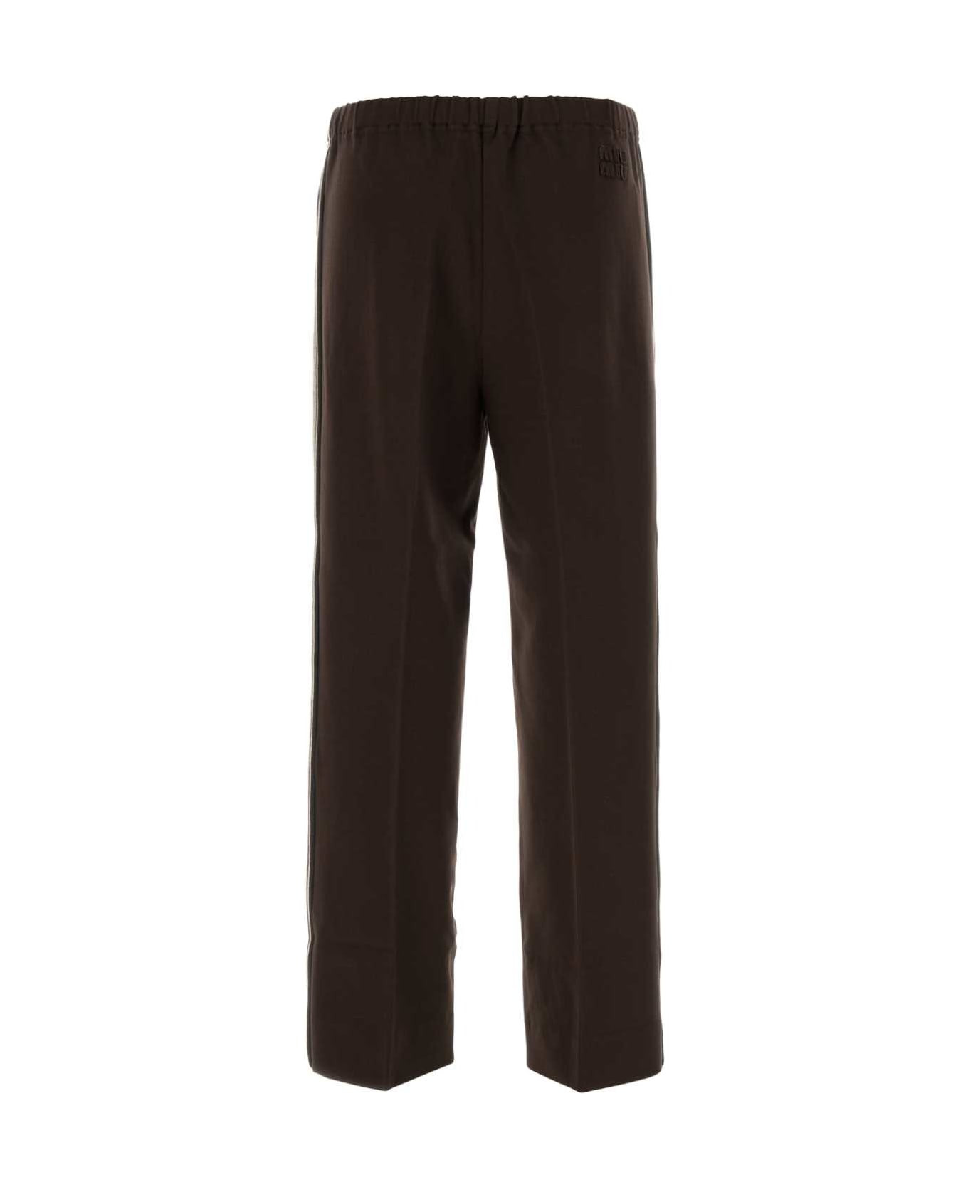 Brown Stretch Viscose Blend Pant - 2