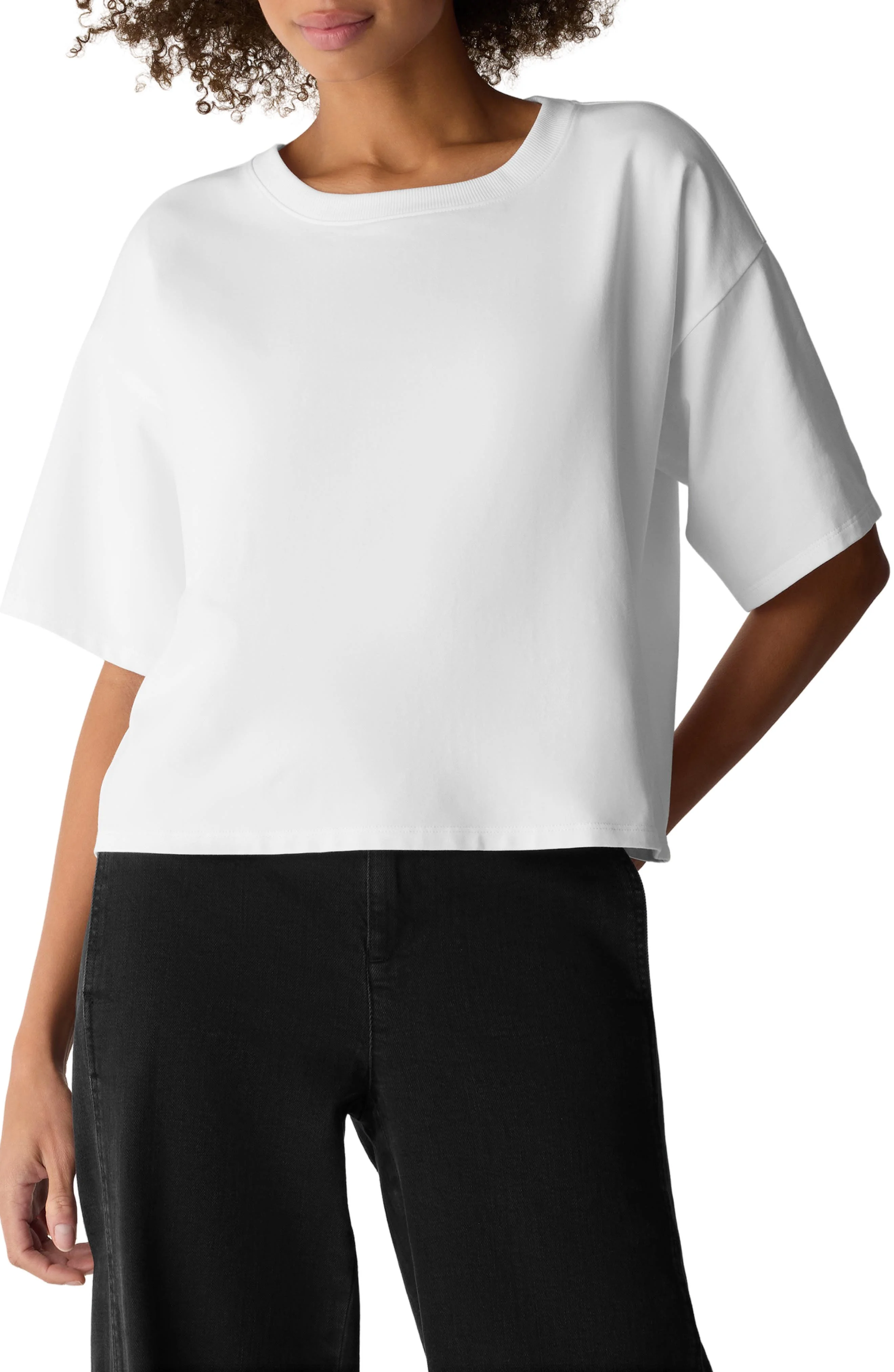 Eileen Fisher Boxy Crewneck T-Shirt in White at Nordstrom - 1