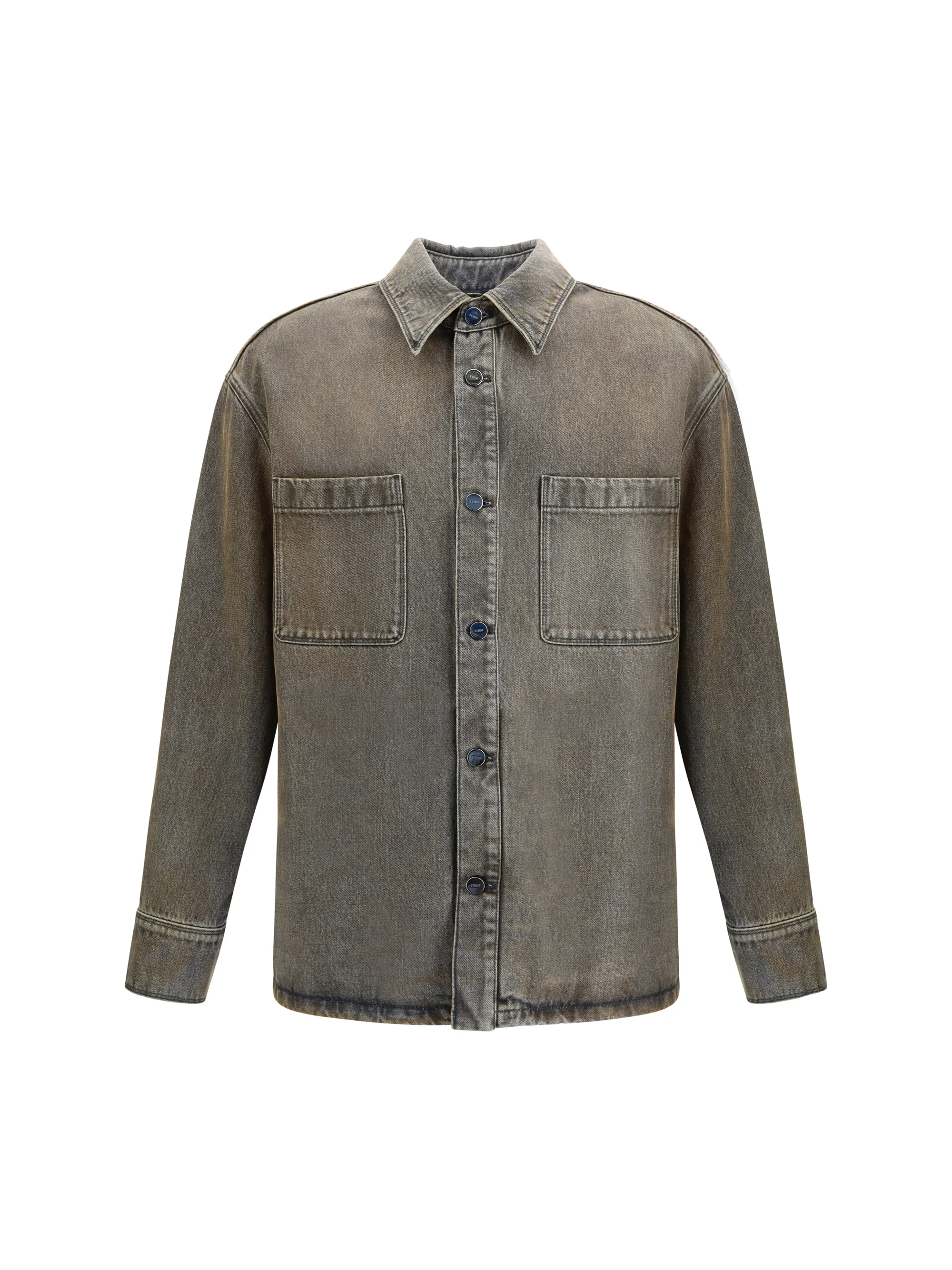 Fendi Men Overdyed Denim Shirt - 1