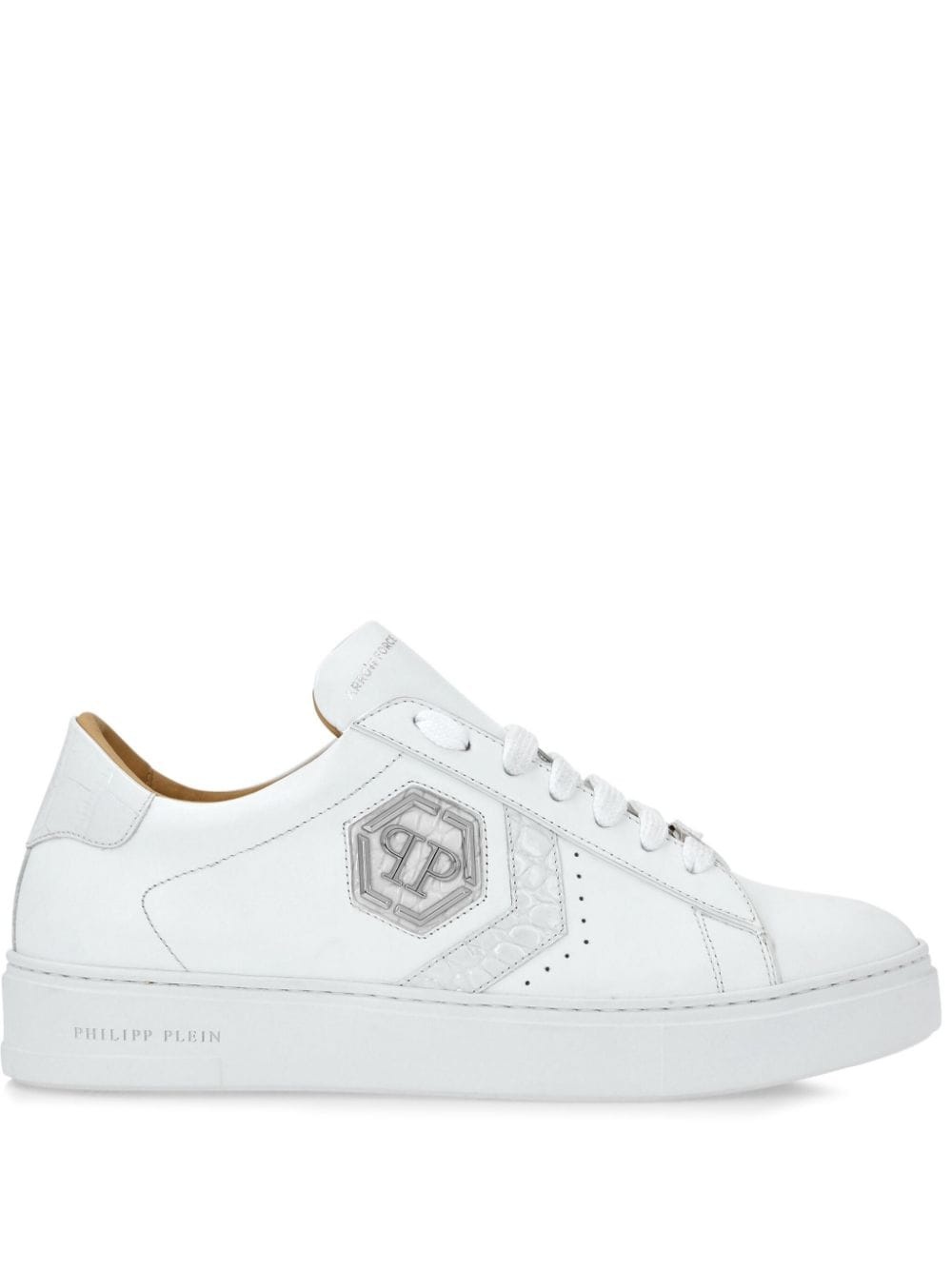 logo-patch panelled leather sneakers - 1