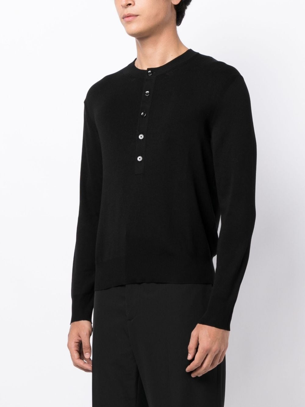 fine-knit silk Henley top - 3