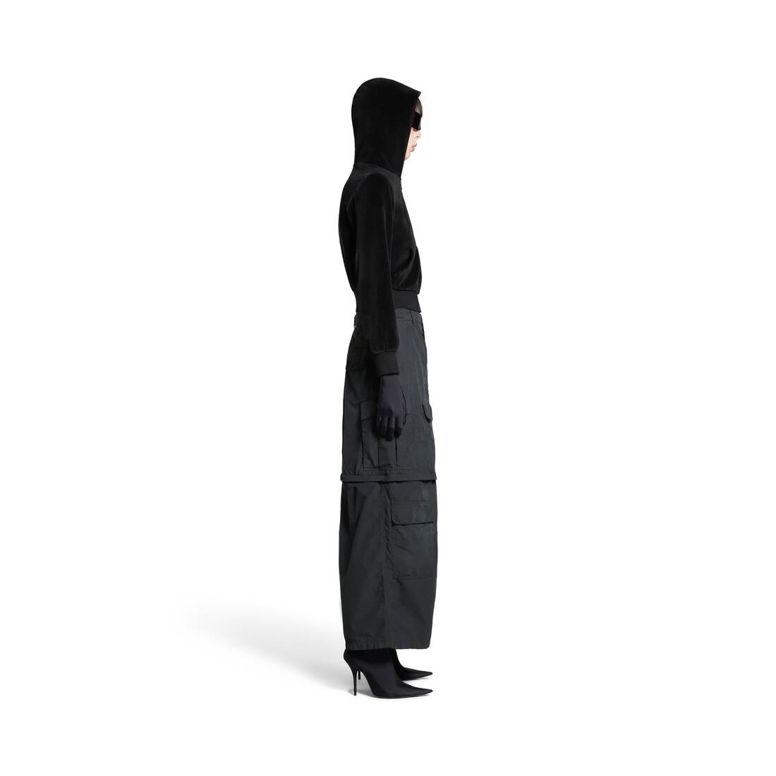 Women's Cargo Maxi Skirt in Black - 3