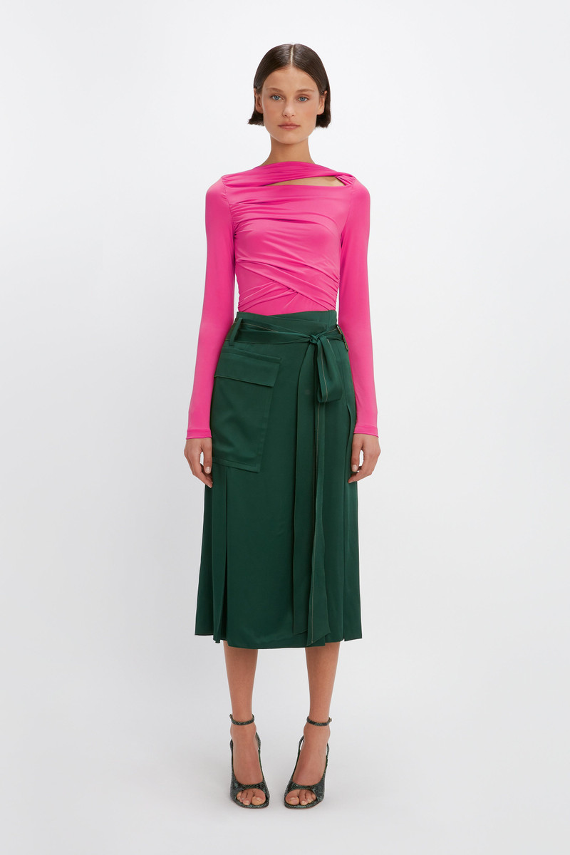 Victoria Beckham Trench Skirt in Bottle Green outlook