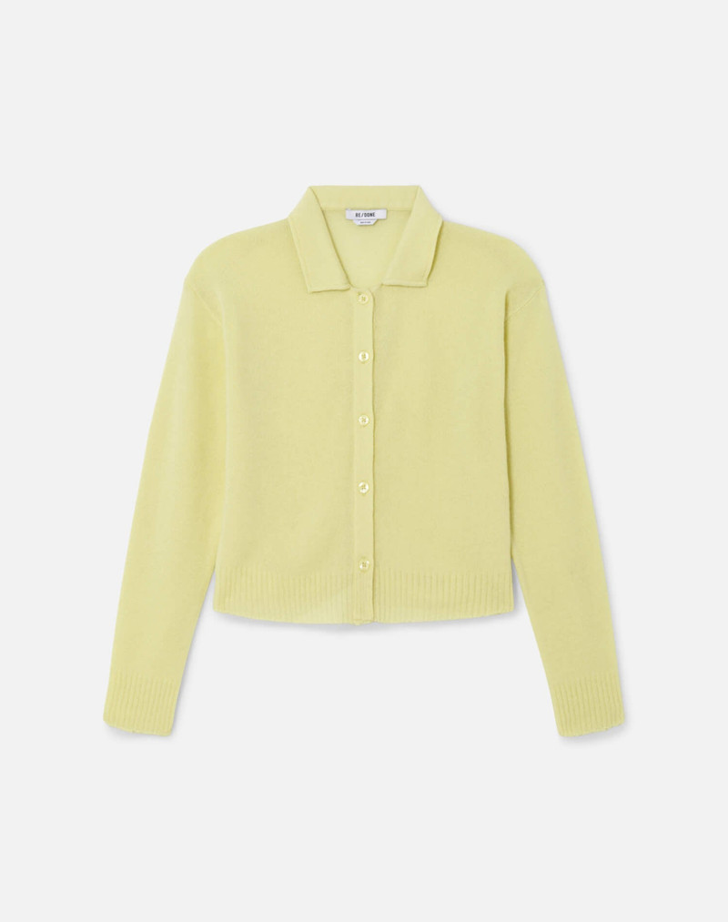 The Loose Polo Cardigan - Limeade 1