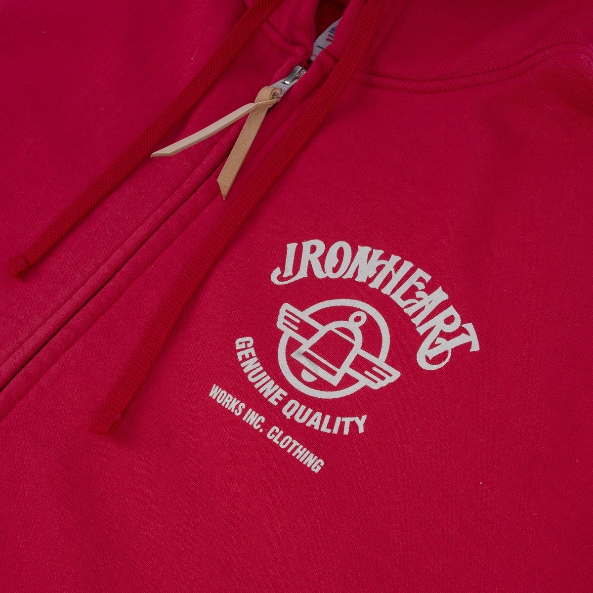 IHSW-65-RED Printed 14oz Ultra Heavyweight Loopwheel Cotton Zippered Hoodie - Red - 8