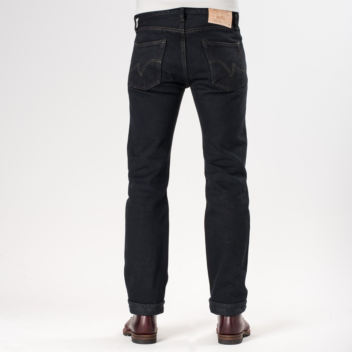 IH-666S-21od 21oz Selvedge Denim Slim Straight Cut Jeans - Indigo Overdyed Black - 3