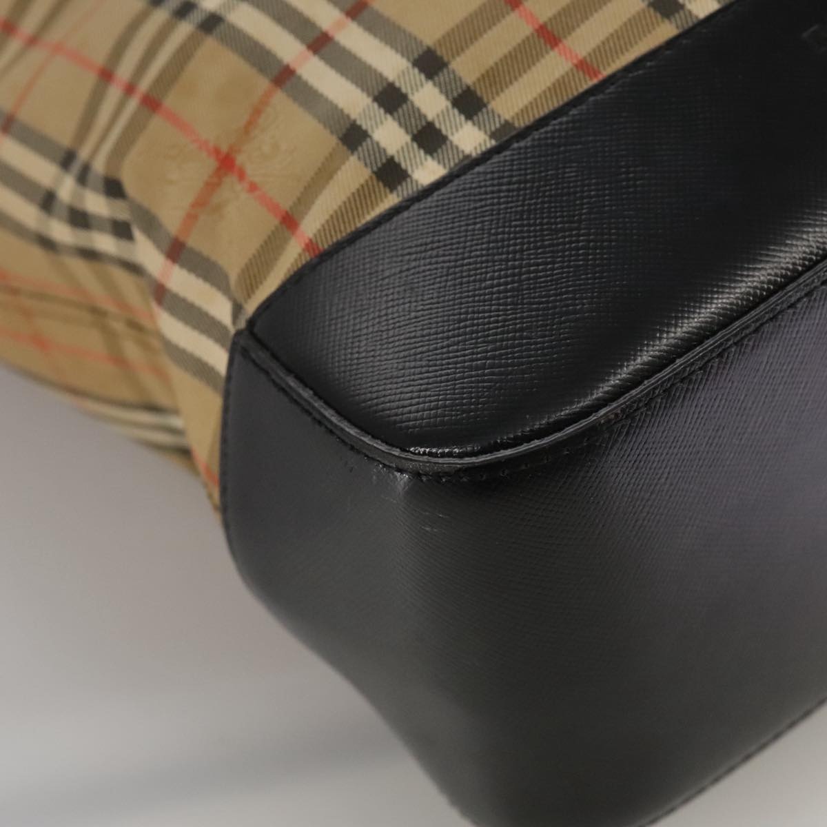 Burberry Nova Check Tote Bag Canvas Leather Beige Black Gold - 9