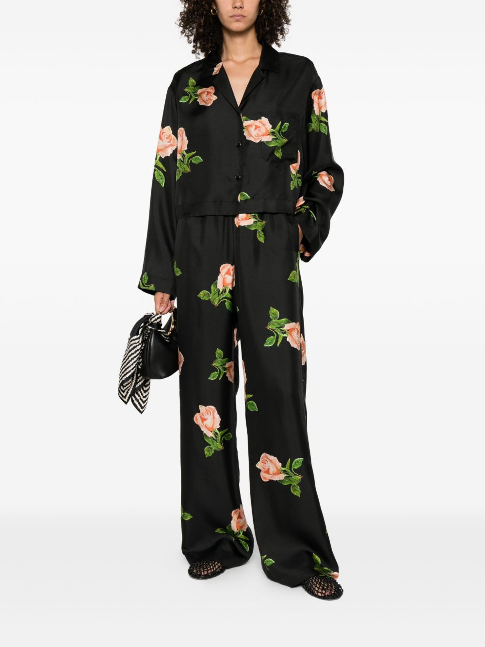 Vally rose-print long-sleeve shirt - 2