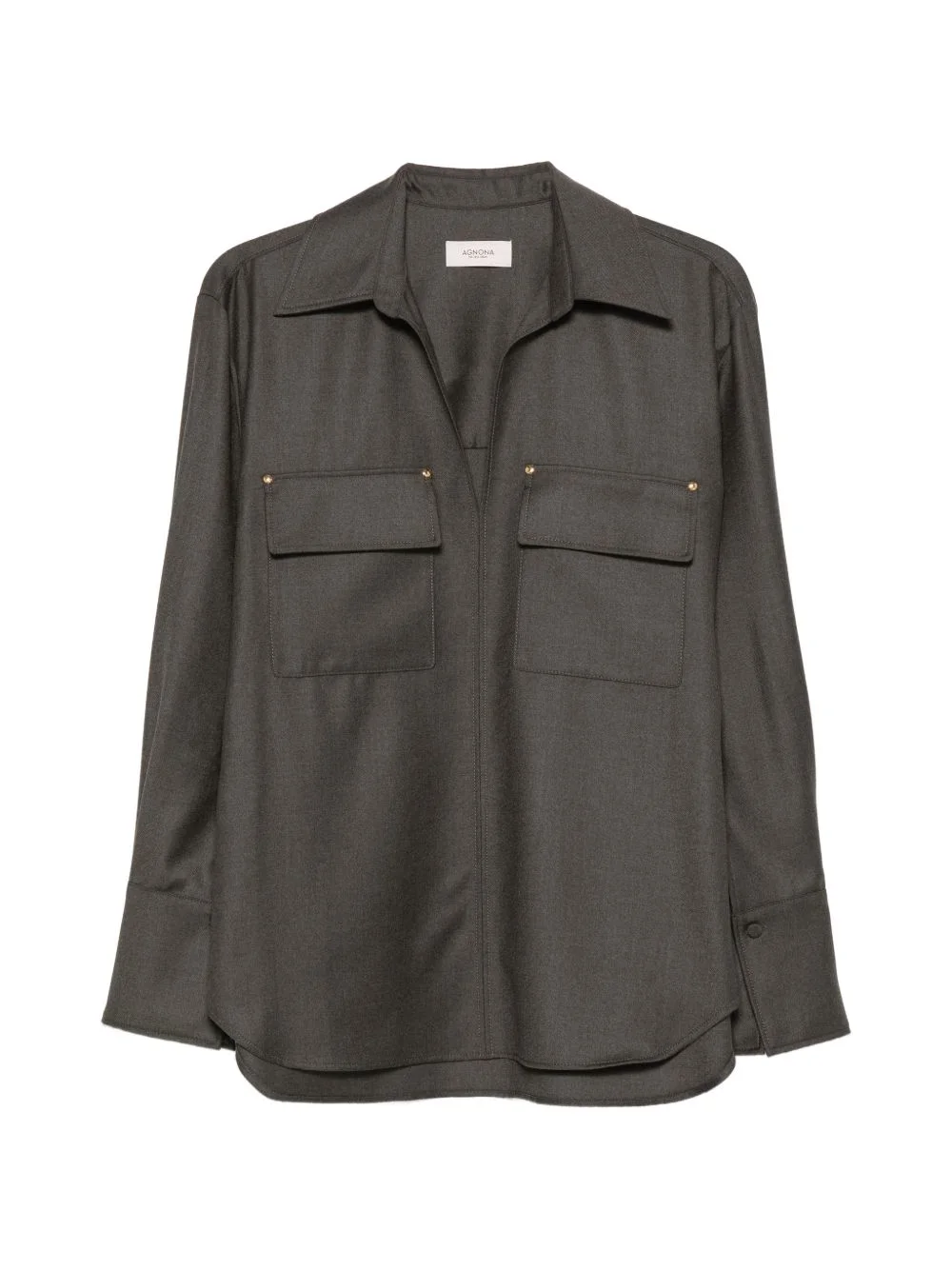 chest-pocket long-sleeve blouse - 1