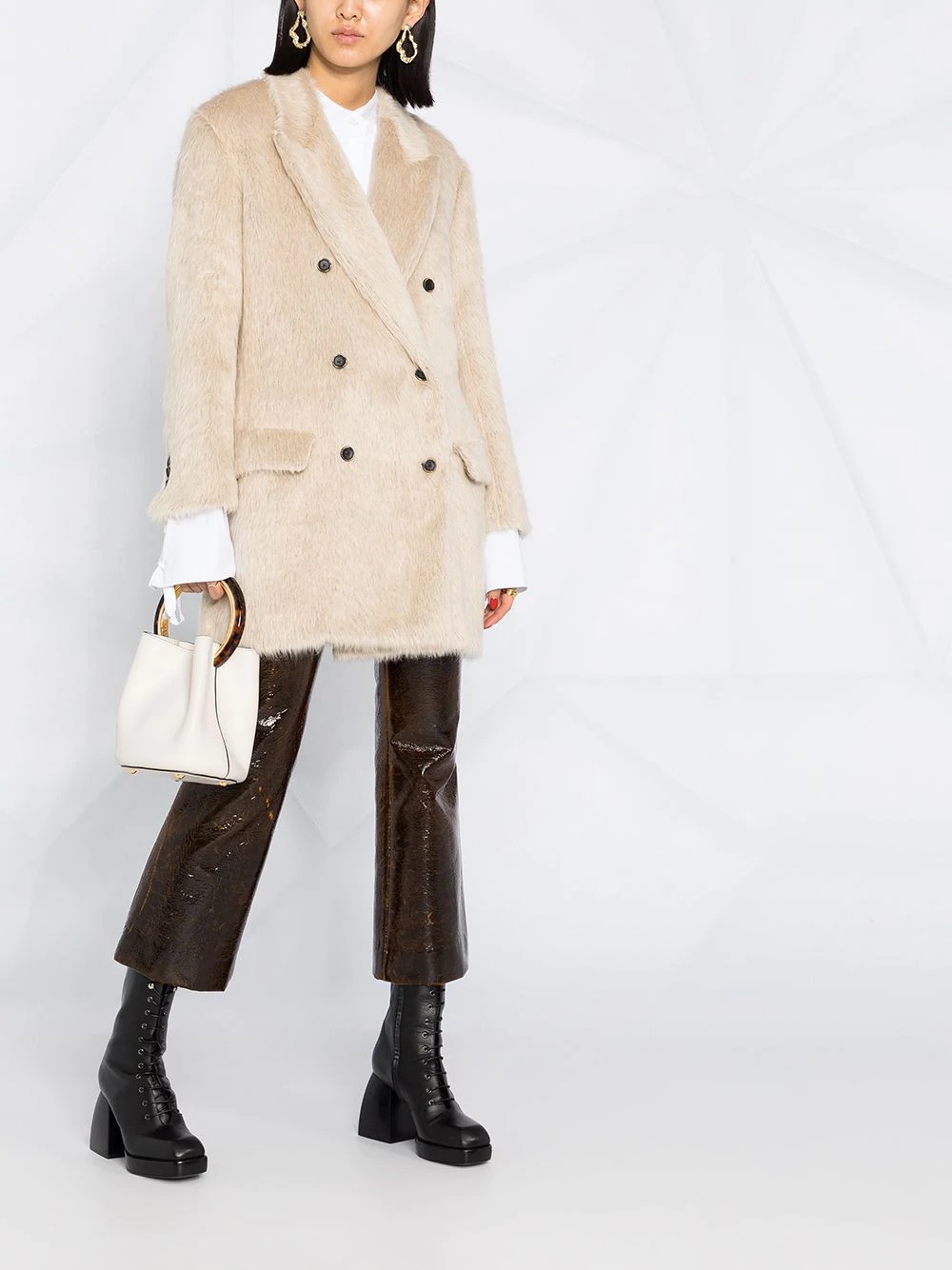 tailored oversized fur coat - 2