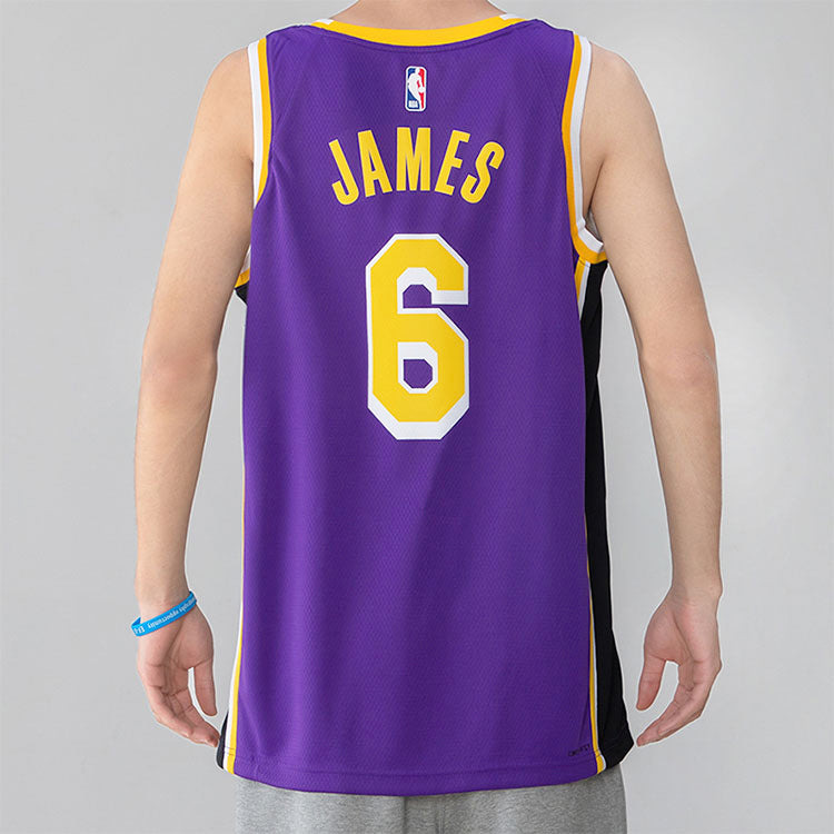 Men's Nike NBA Quick Dry Sports Basketball SW Fan Edition Version Los Angeles Lakers Lebron James No - 5
