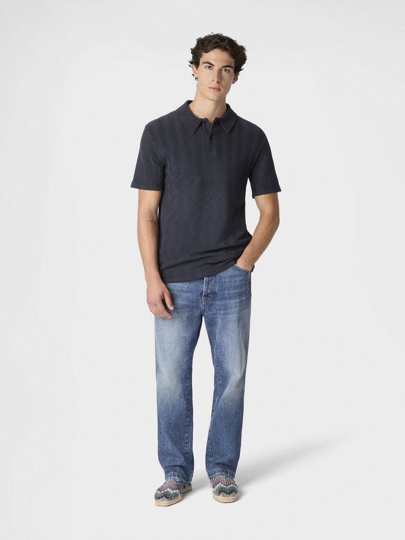 Missoni Cotton and viscose polo shirt with tone-on-tone zigzag motif outlook