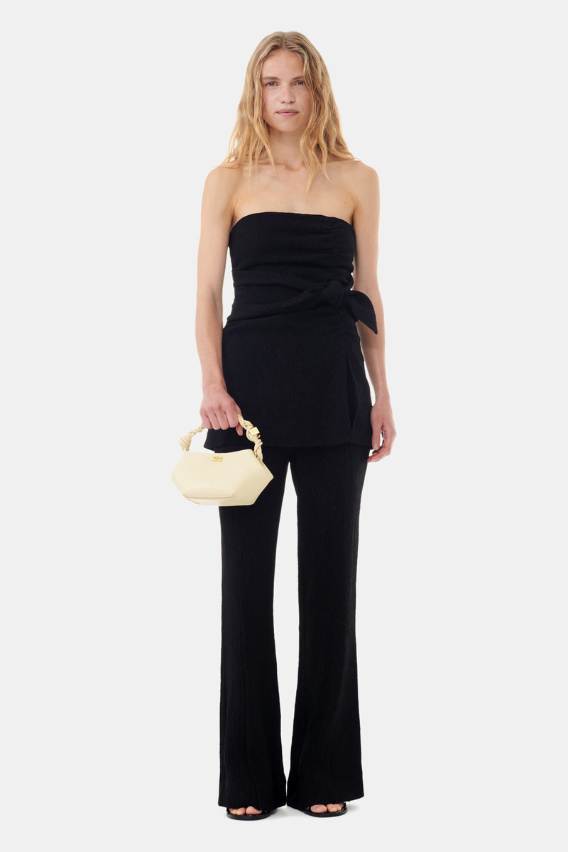 BLACK VISCOSE STRETCH STRAPLESS TOP 3