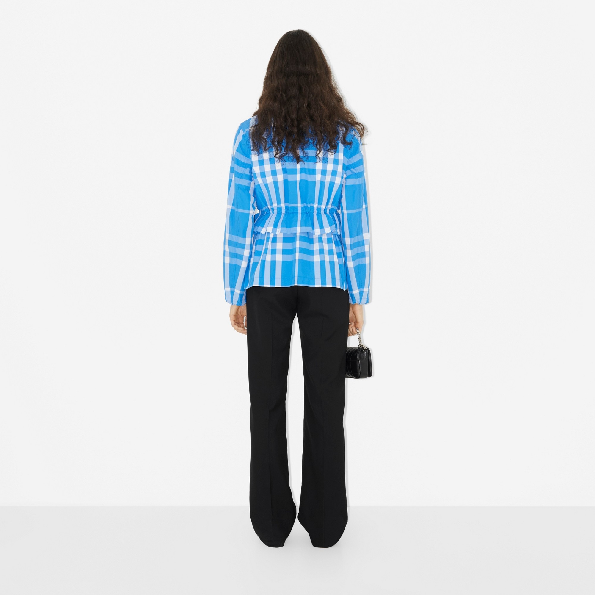 Check Nylon Funnel Neck Jacket - 4