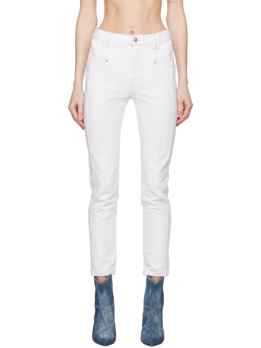 White Straight-Leg Jeans - 1