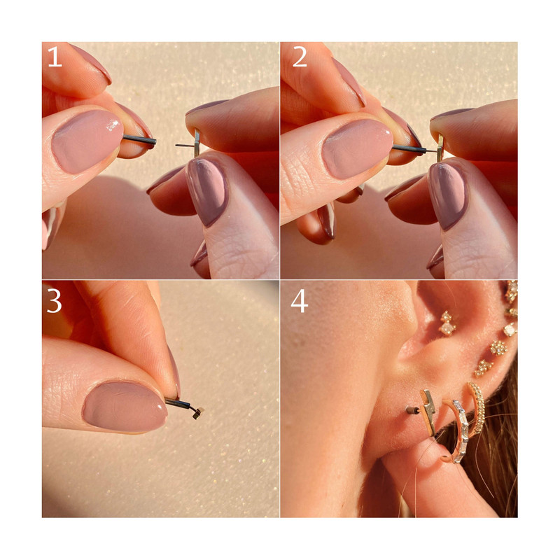 LAB-Created Diamond Curve Push Pin Flat Back 8