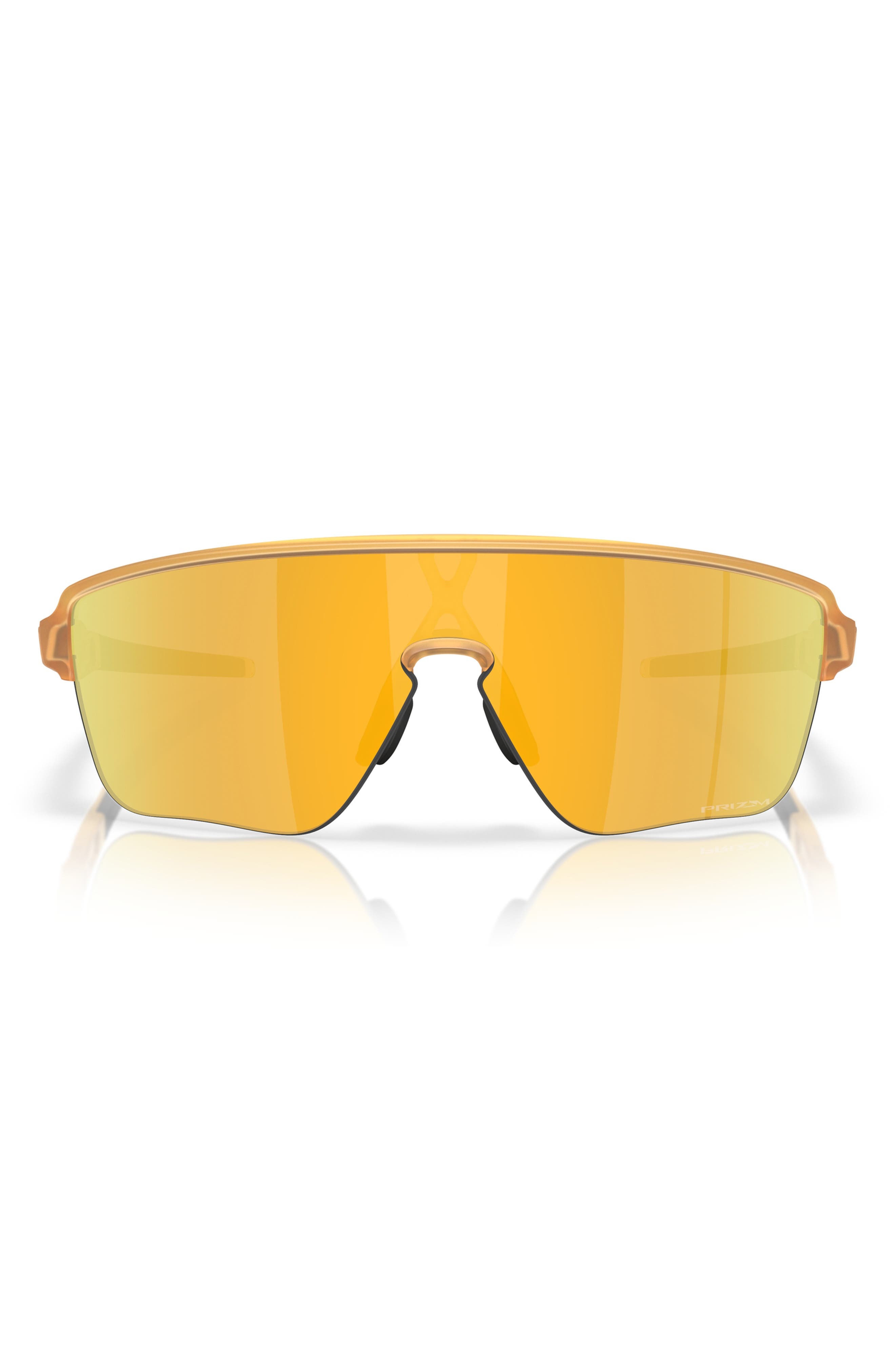 Oakley Corridor 142mm Semi Rimless Prizm™ Polarized Shield Sunglasses in Gold at Nordstrom - 3