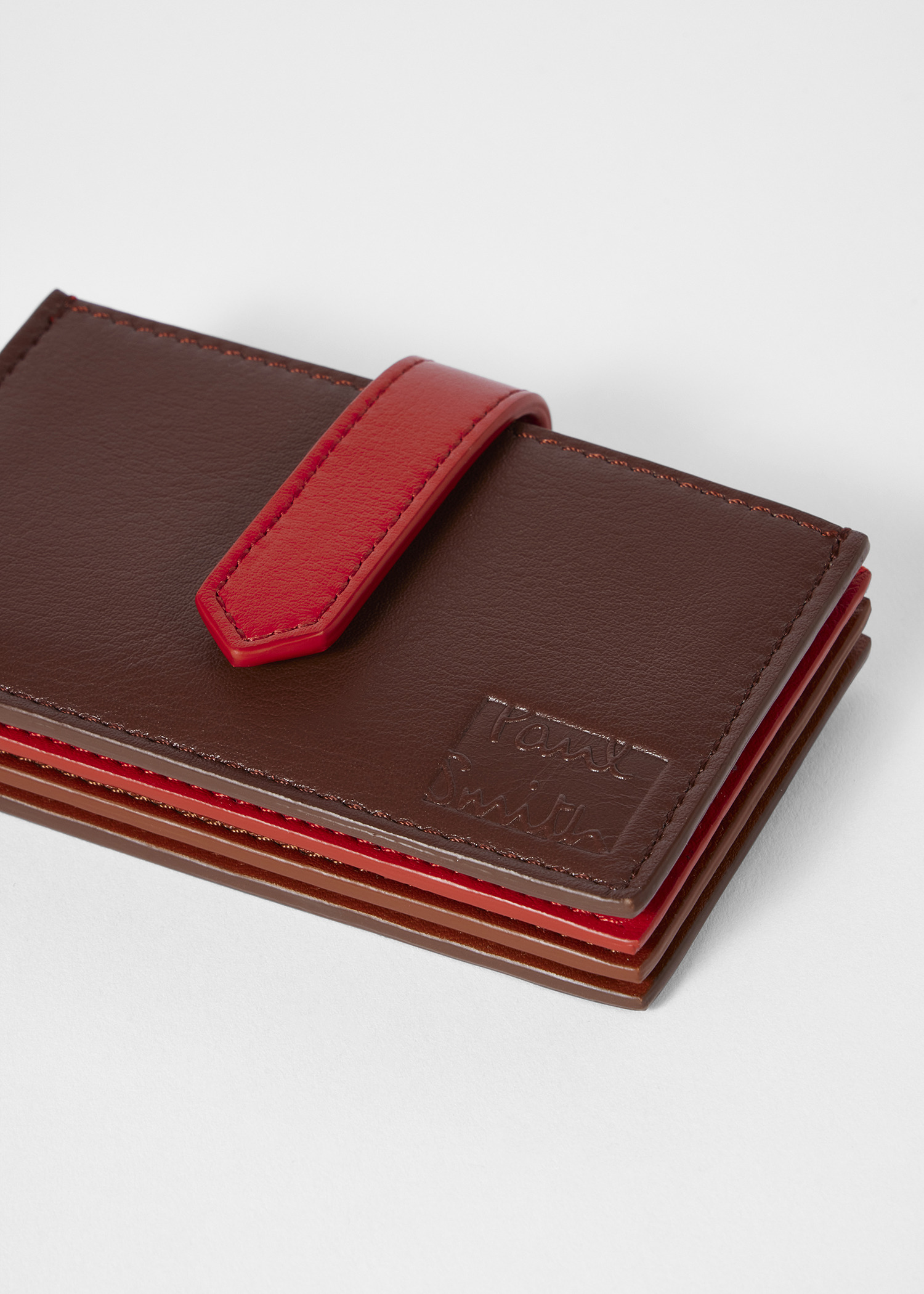 Women's Red Colourblock Leather Card Holder - 5