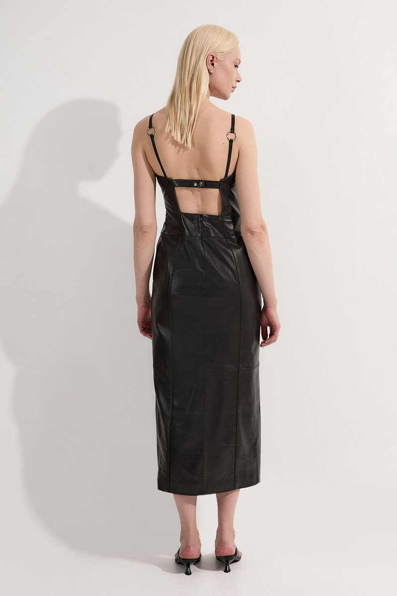 Leather Strappy Corset Maxi Dress 5