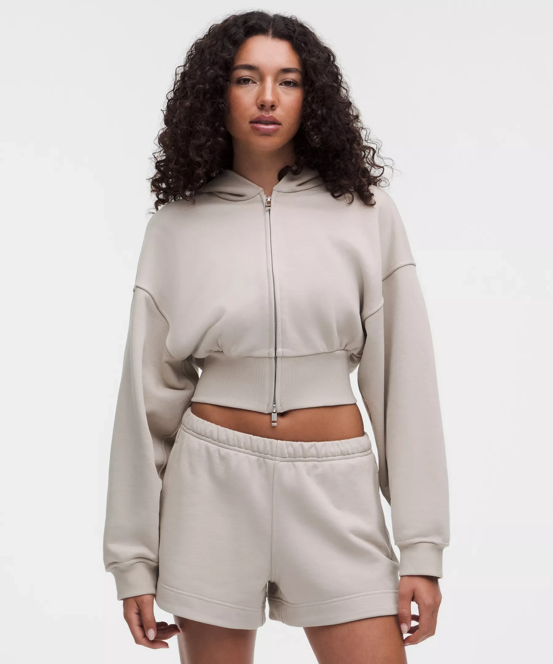 French Terry Cropped Full-Zip Hoodie - 1