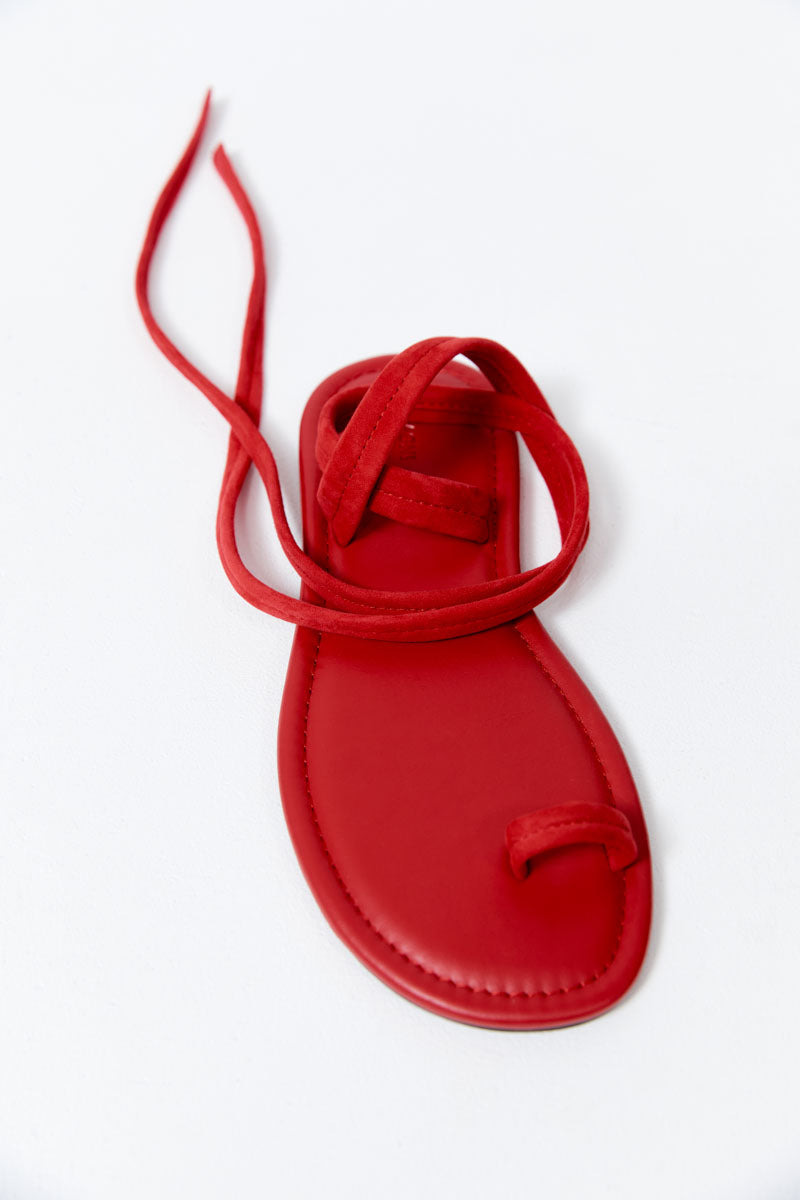 Tie Up Flat - Rosso - 3