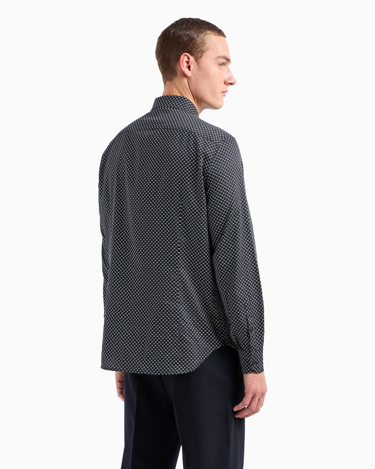 Cotton shirt with all-over logo print - 3