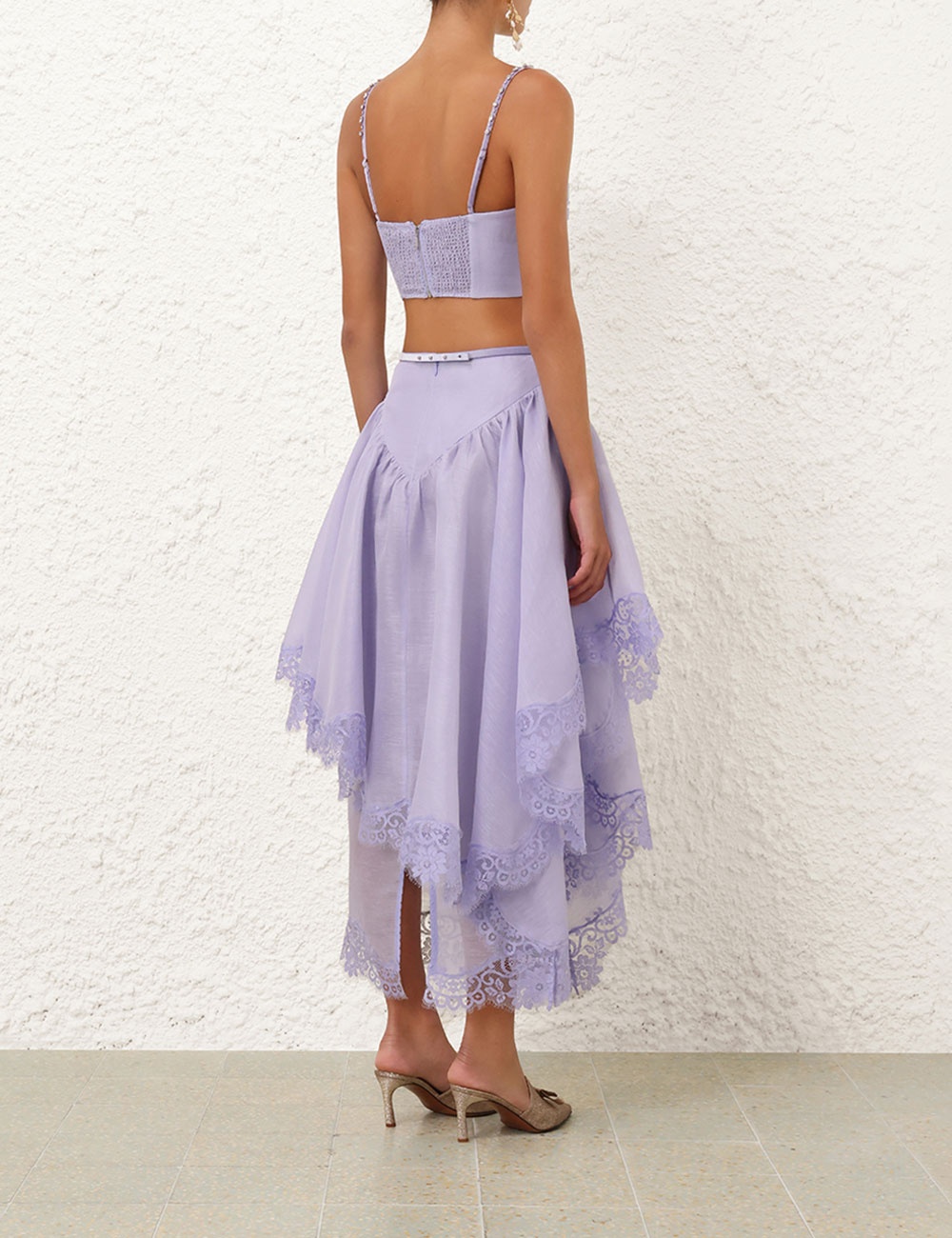 CRUSH LACE TRIM SKIRT - 4