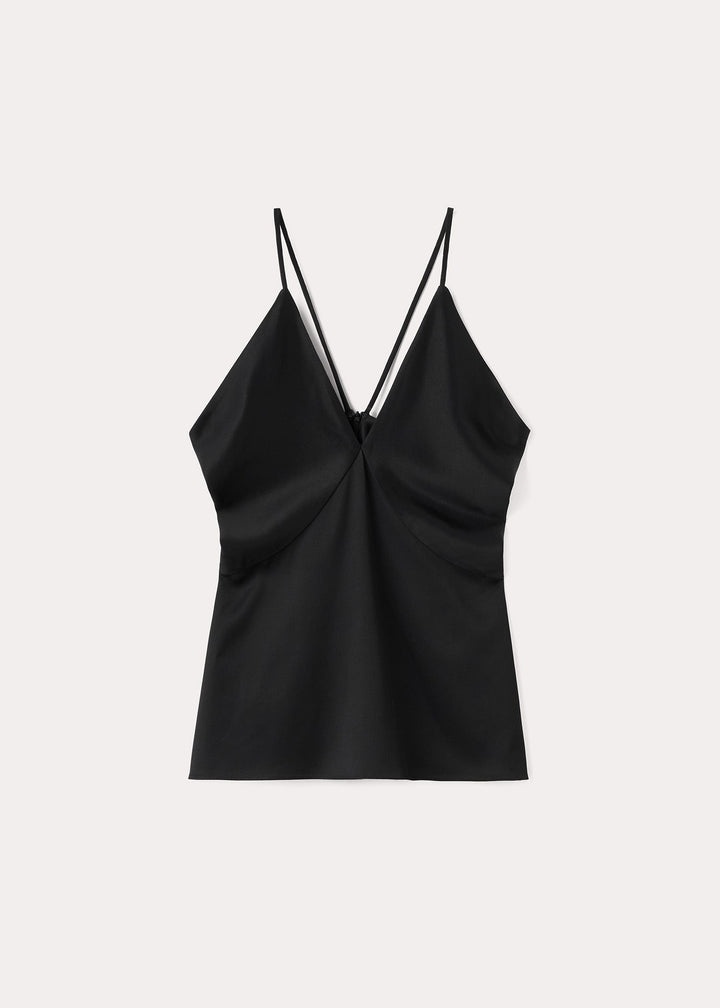 Draped twill cami top black - 1