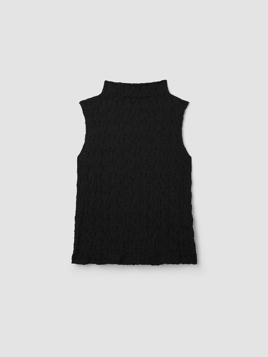 Bubble Jacquard Funnel Neck Top - 1