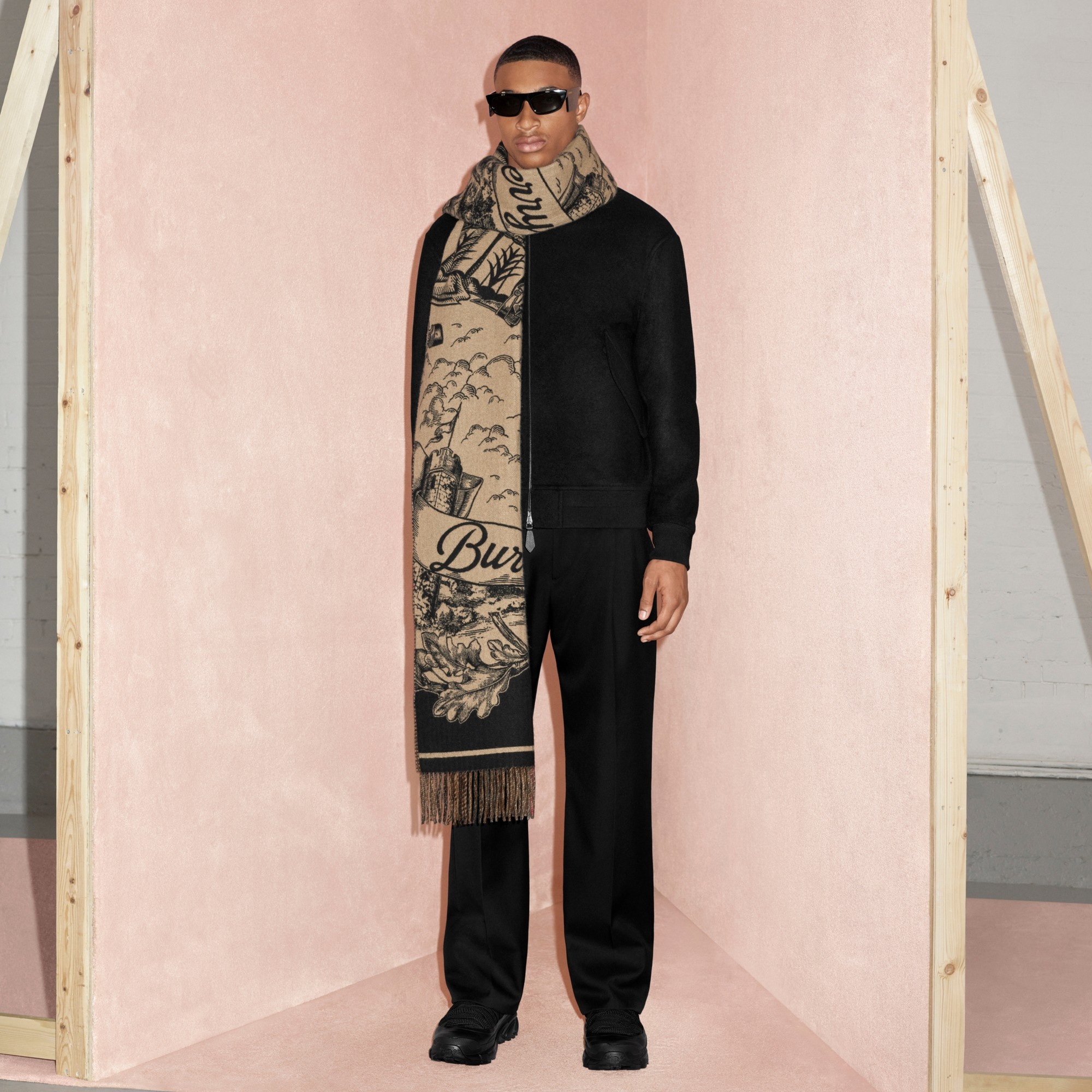 Reversible Check and EKD Cashmere Jacquard Scarf - 12
