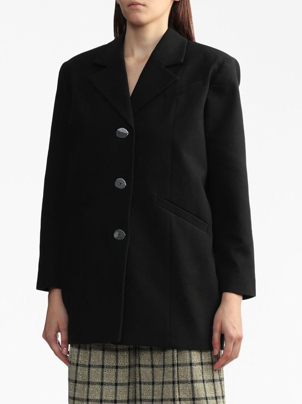 single-breasted shoulder-pads blazer - 3
