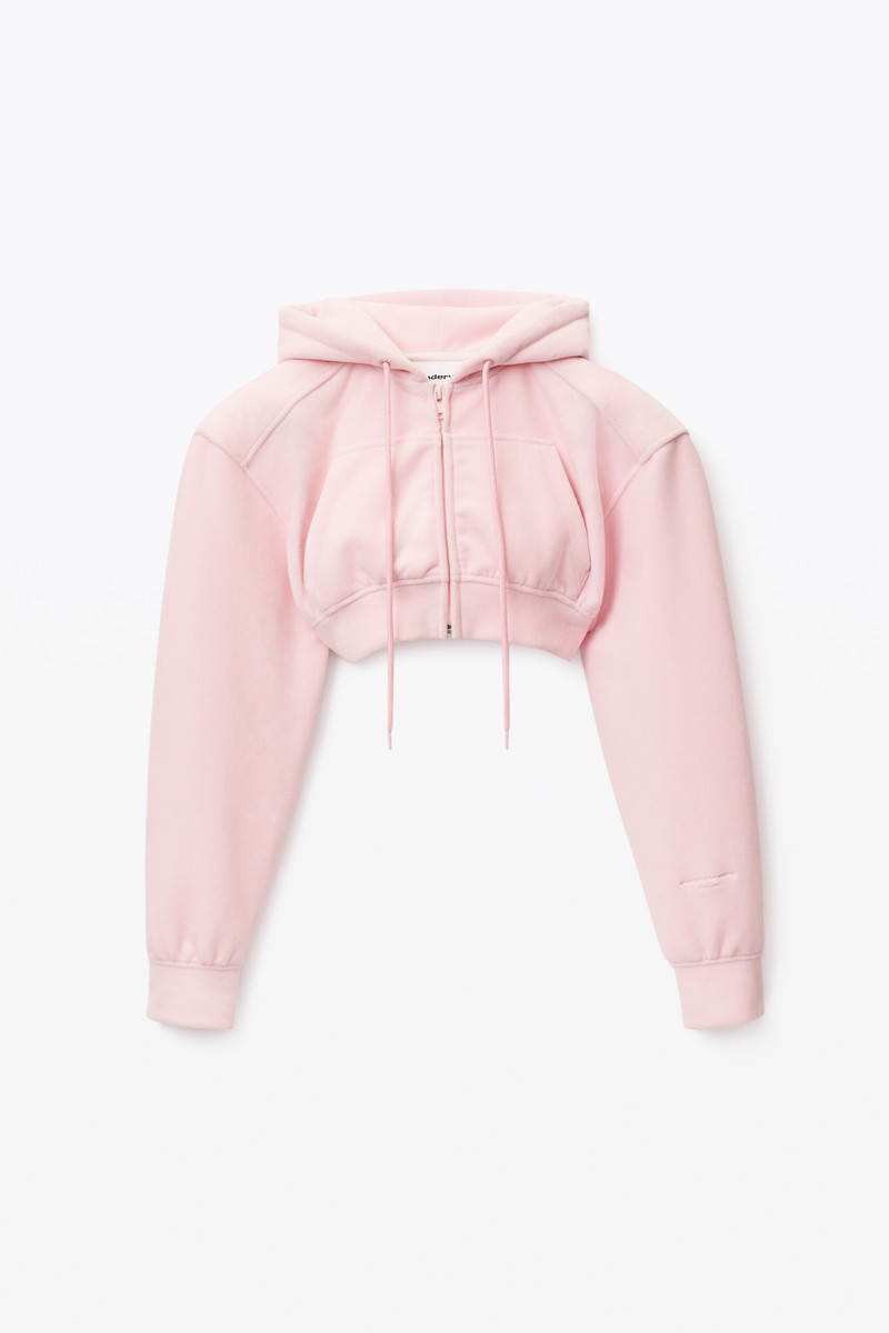 CROPPED ZIP UP HOODIE IN VELOUR 1