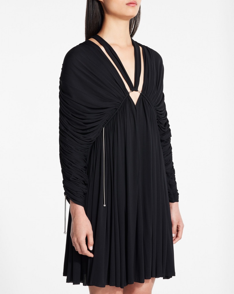 LONG SLEEVE HALTER MINI DRESS - 4