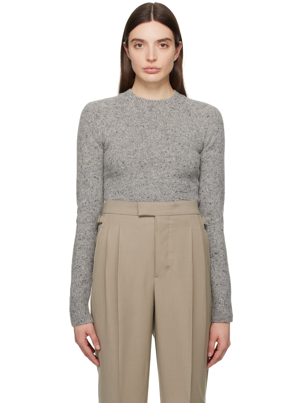 Gray Raglan Sweater - 1